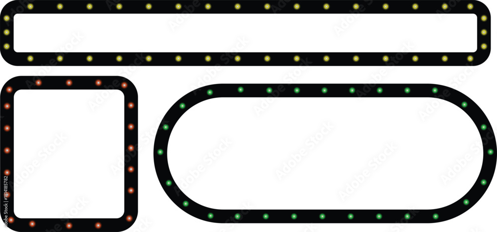 Fototapeta premium Various shapes with dark borders and colored lights design element