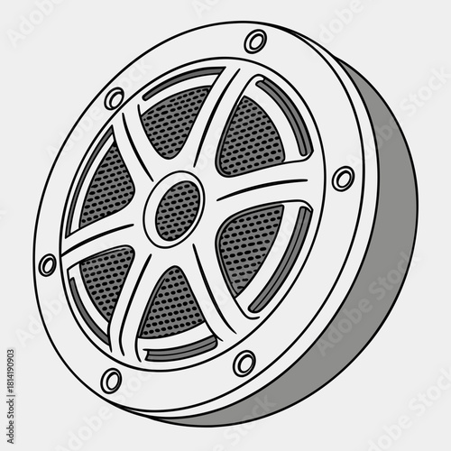 Round Speaker Grill with Perforated Surface and Mounting Holes audio sound