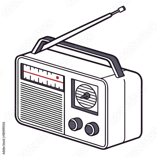 Vintage Portable Radio with Extendable Antenna and Handle Keywords: radio, vintage, portable