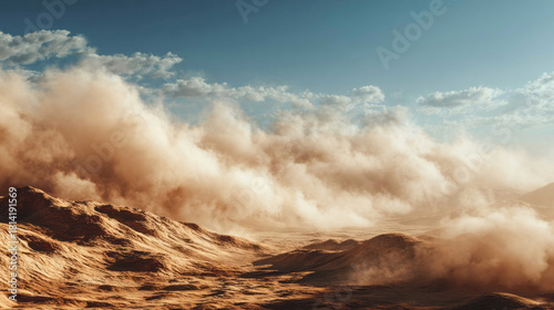 Breathtaking Saharan sandstorm dances over dunes, embodying windswept mysteries of Harmattan season, invoking World Desertification Day reflections