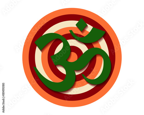 OM symbol color circles line icon. Representation of spirituality, meditation and inner peace. Spirituality outline symbol. Ciecle linear pictogram. Vector illustration isolated on white background