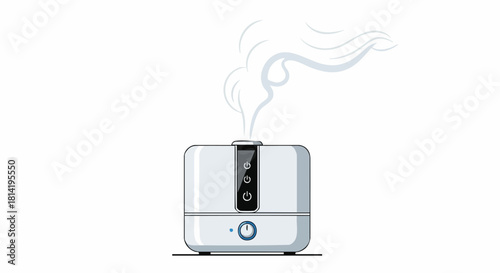 White Ultrasonic Humidifier Emitting Cool Mist for Home and Office Health