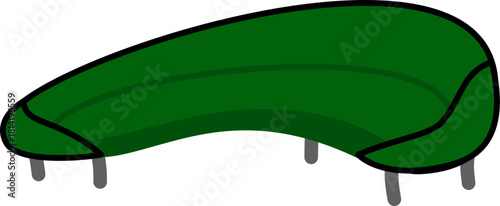 Modern green curved sofa vector with unique organic shape, great for contemporary interior, furniture, and design elements.