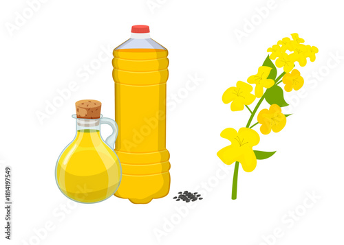Canola oil and flowers stock illustration