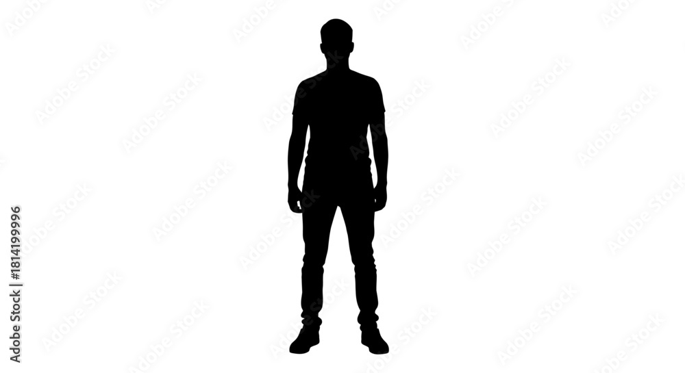 Fototapeta premium Striking silhouette of a strong, confident man standing tall, perfect for conveying mystery, strength, and individuality in your next project