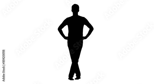 Striking silhouette of a confident man standing poised and ready, perfect for illustrating strength, style, and performance, full-length isolated on white