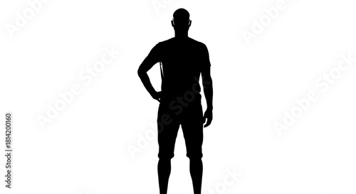 Striking silhouette of a confident man standing tall, perfect for powerful messaging and impactful designs, use this for your fitness concept mockups.