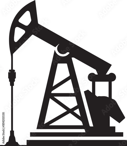 Oil pump jack black and white silhouette industry production concept.
