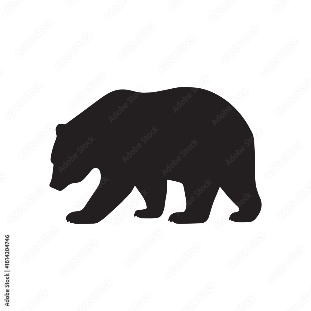 Fototapeta premium Walking Bear Silhouette – Minimalist Wildlife Vector for Nature, Strength, and Logo Design