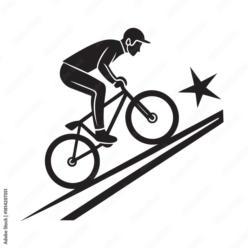 Fototapeta premium BMX Street Rider Grinding Rail Moment Silhouette