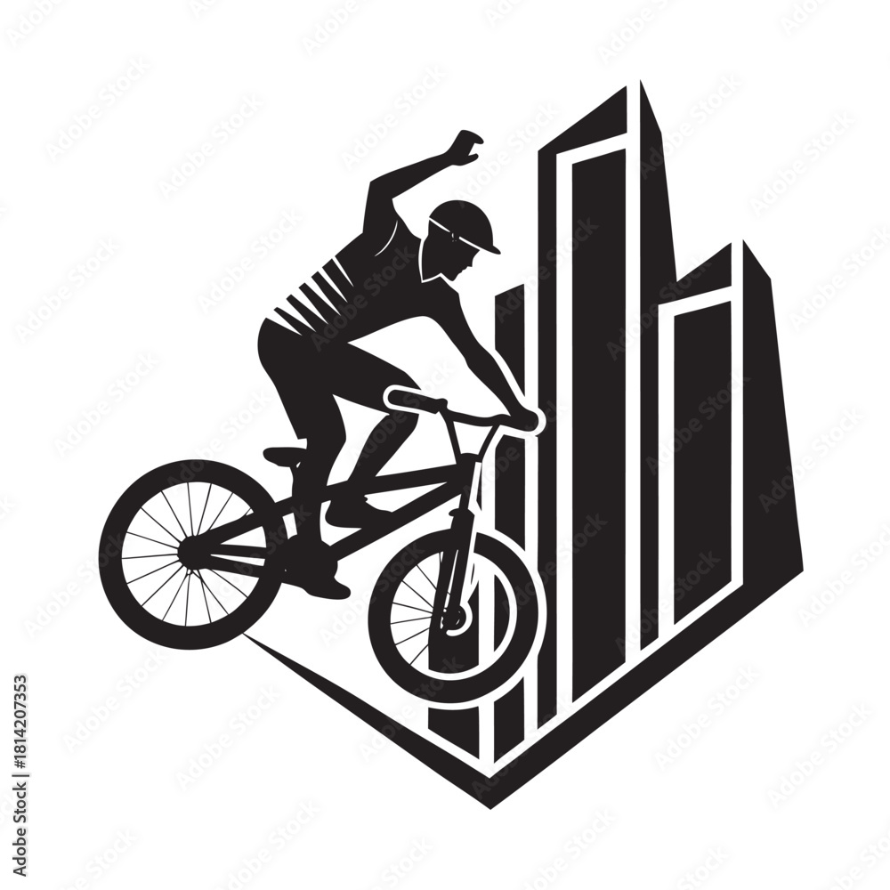 Naklejka premium BMX Rider Mid Air Barspin Trick Silhouette