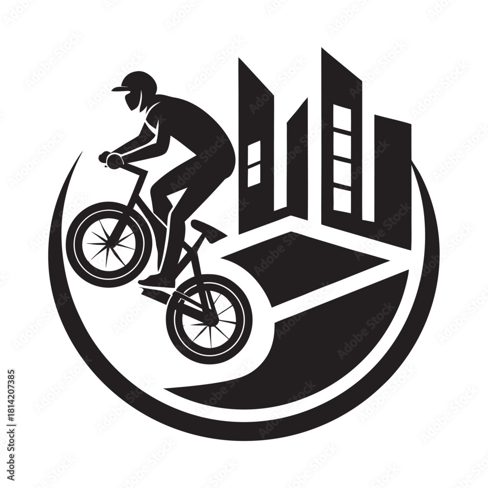 Fototapeta premium City BMX Rider Tailwhip Trick Motion Silhouette