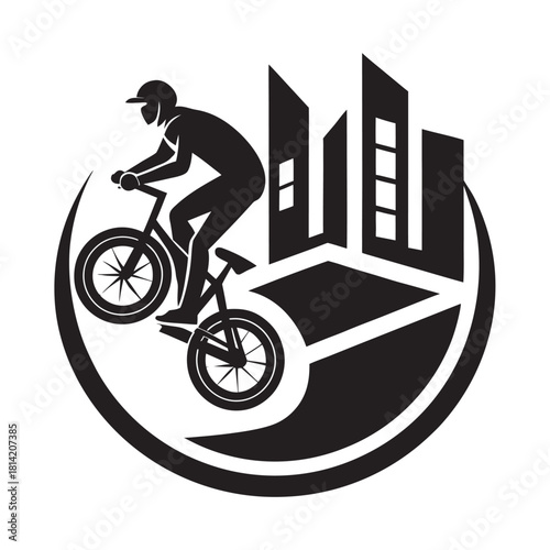 City BMX Rider Tailwhip Trick Motion Silhouette