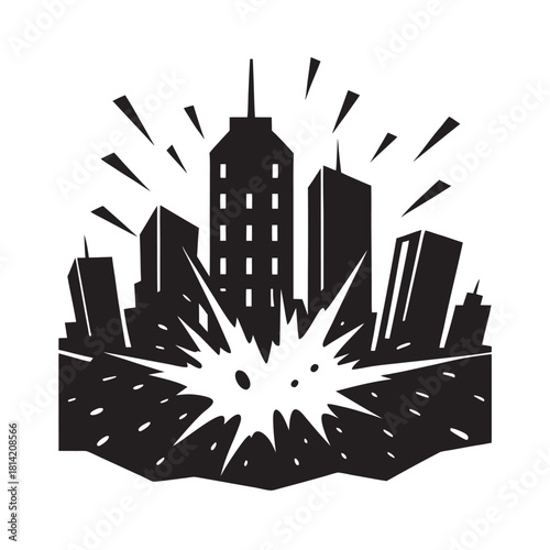 Urban Shockwave Massive Destruction Scene Silhouette