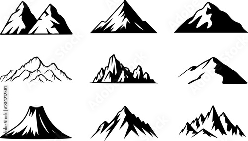 Mountain and forest silhouette bundle, mountain forest svg bundle for cricut, outdoor adventure silhouette clipart, hiking and camping svg designs, wilderness mountain vector pack, nature landscape si