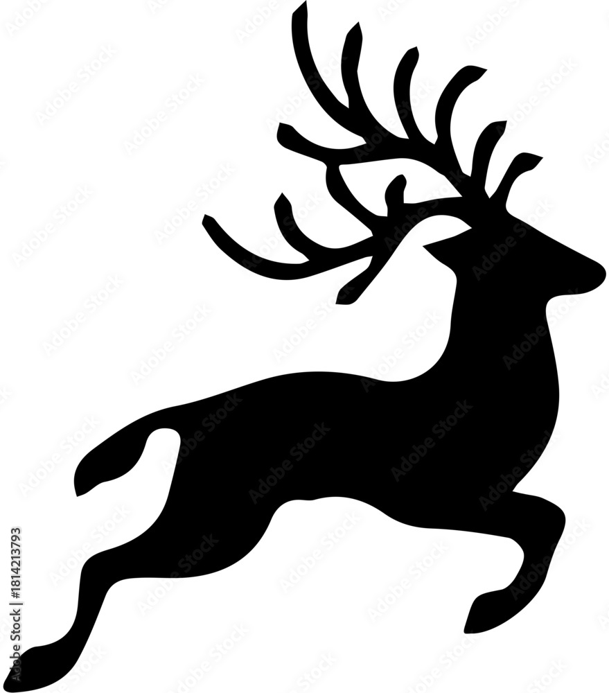 Fototapeta premium Black symbol deer silhouette 
