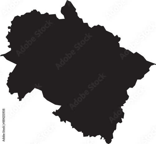 Uttarakhand Map Silhouette Isolated State of India