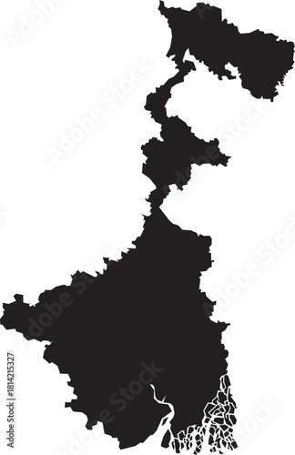 West Bengal Map Silhouette Isolated State of India