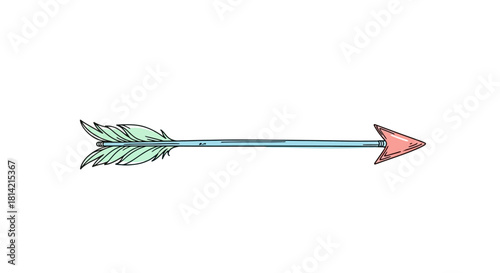 Cute Decorative Arrow Illustration Design Element with Feather Details