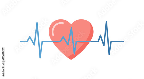 Heartbeat ECG with Heart Medical Sign Healthcare Illustration