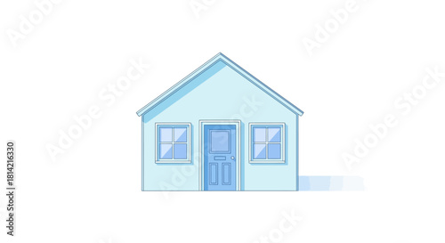 Simple Blue House Illustration Vector for Real Estate and Design