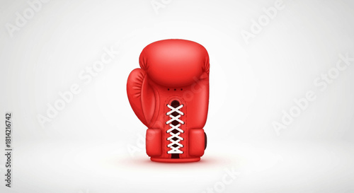 Red Boxing Glove Isolated on White Background, Sports Equipment