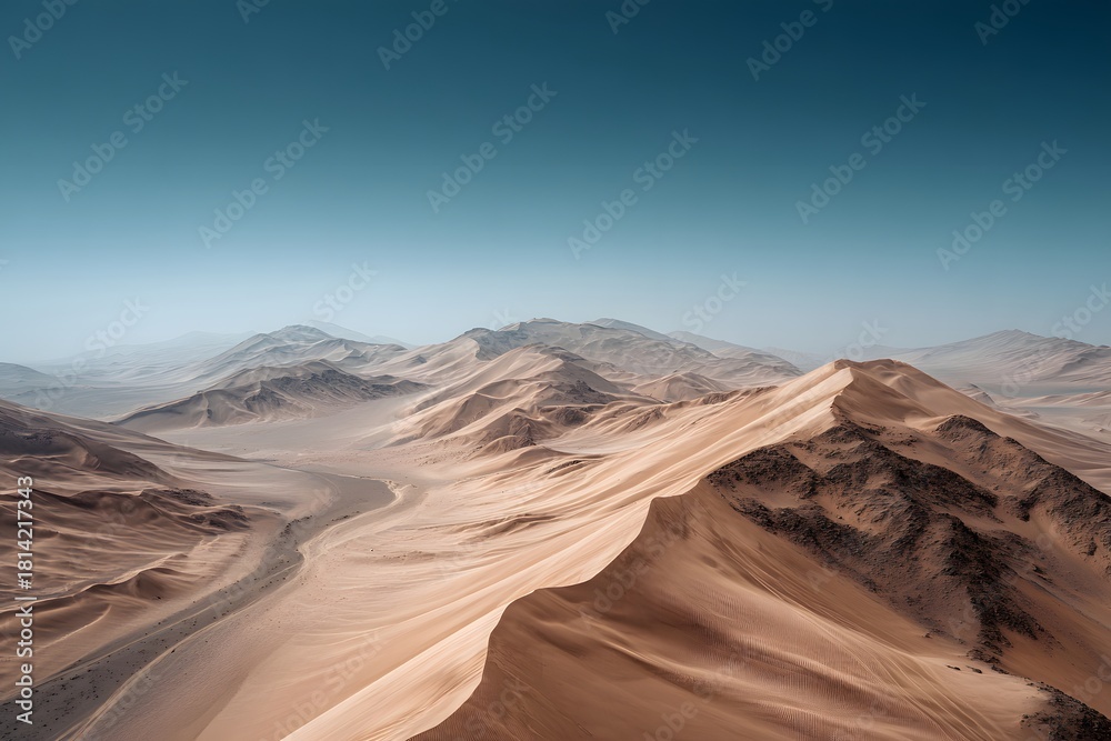 Fototapeta premium Golden Sand Dunes Underneath a Tranquil Sky