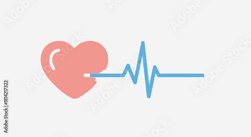 Heartbeat Pulse Cardiology Health Medical Minimalist Design Illustration