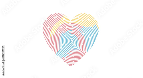 Colorful Fingerprint Heart: Identity, Love, Unique, Romance, Security, Valentine's Day