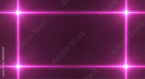 Vibrant neon lights form a captivating frame against a transparent backdrop, radiating an energetic and modern vibe. vector illustration