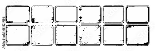 black and white caution sign board set. warning templates set in grunge style with black lines, grain, Stains, And scratches, Old vintage board for construction or on the road, or police accident. 