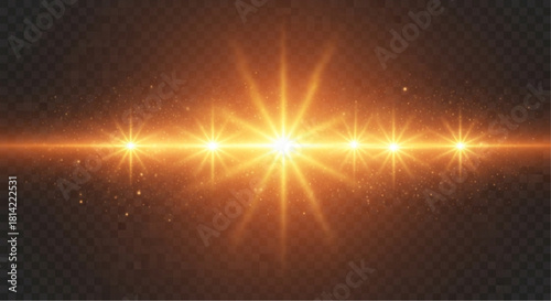 An ethereal display of bright lights radiate a burst of golden brilliance, creating a mesmerizing spectacle of energy and luminosity. vector illustration