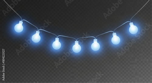 Glowing lights strung across a dark backdrop, creating a captivating display of festive illumination. Each bulb emits a soft glow, casting a magical ambiance. vector illustration