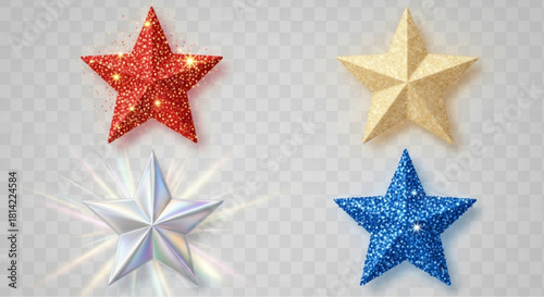 An array of colorful stars, each with unique textures and shapes, creating a visually captivating arrangement of celestial bodies. vector illustration