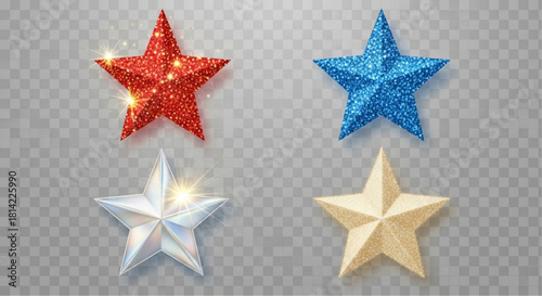 Sparkling stars in a variety of vibrant colors. Capturing the dazzling array of decorative celestial bodies with their eye-catching shimmer.  vector illustration