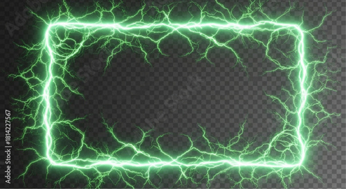 A glowing rectangular frame made of electric lightning, ideal for modern design. vector illustration