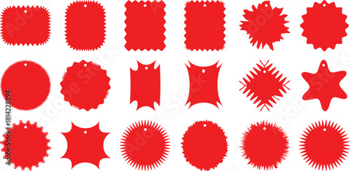 Collection of red price tags stickers or labels for sales promotion
