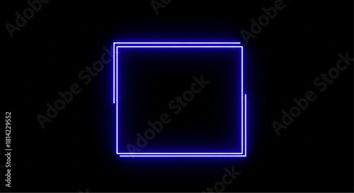 A mesmerizing, glowing neon frame pulses with energy against a dark backdrop. The simple design offers versatility, perfect for adding a touch of futuristic flair to any project.  vector illustration
