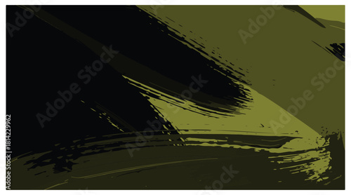 Abstract background with dark olive green and black brush stroke texture, dynamic art vector illustration