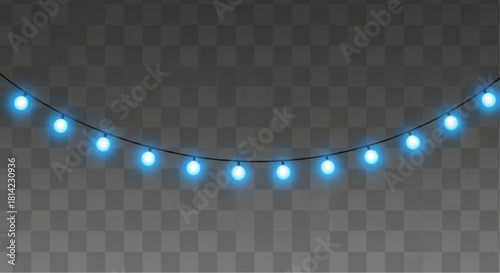 A string of radiant, sky-blue lights forms a gentle arc, illuminating the darkness with their soft, inviting glow. vector illustration