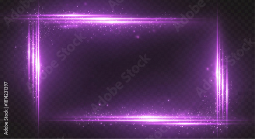A vibrant and stylish frame of purple neon lights, perfect for adding a touch of elegance and modern flair to any design or project. The striking glow draws attention. vector illustration