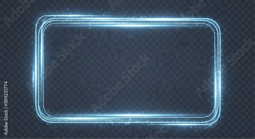 A luminous, rectangular frame, showcasing a modern, light effect, glowing with a futuristic and technological essence. vector illustration