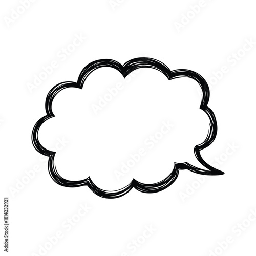 Hand-Drawn Cloud Speech Bubble - Thought, Idea & Communication Icon