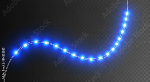 A vibrant string of luminous blue LED lights, radiating an energetic aura against a darker, transparent backdrop, suitable for illustrating design elements. vector illustration
