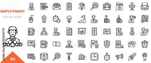 Stylish employment icons showcasing various aspects of professional life.