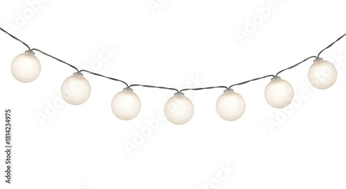 String of glowing spherical lights casting a warm, inviting ambiance. vector illustration