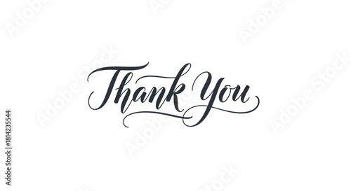 Elegant Thank You Calligraphy on White Background for Cards and Designs
