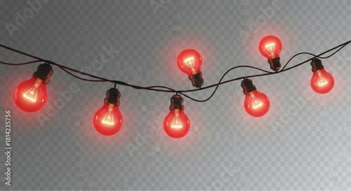 A radiant string of glowing light bulbs illuminating the scene, perfect for any festive project. vector illustration
