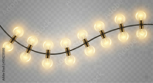Festive String Lights Illuminate with a Warm Glow, perfect for festive decorations, creating a celebratory and joyful atmosphere. vector illustration