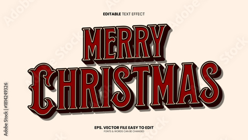 Merry christmas 3d style editable text effect